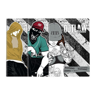 Caderno Agrafado Pajory Outlaw A5 Pautado 60 Folhas