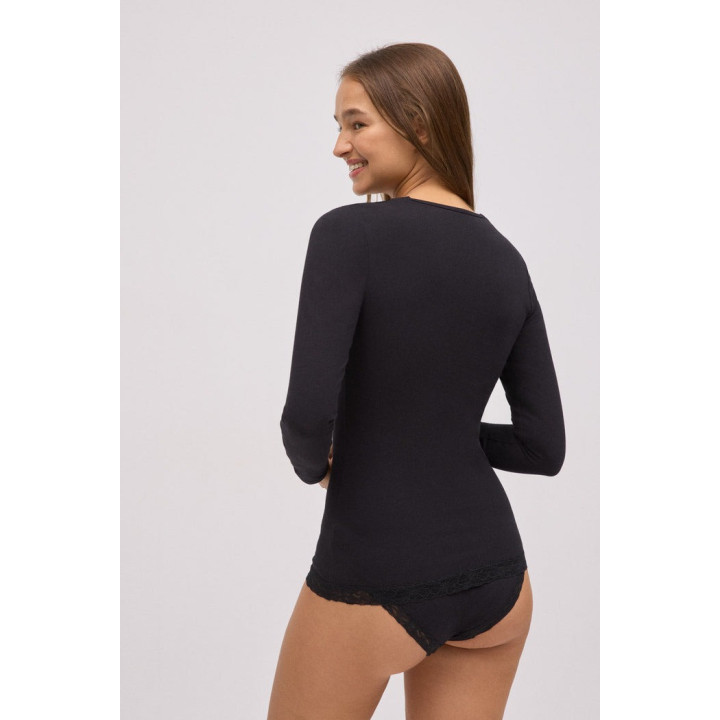 Ysabel Mora 19479 – Camisola Feminina Algodão Manga Comprida com Renda