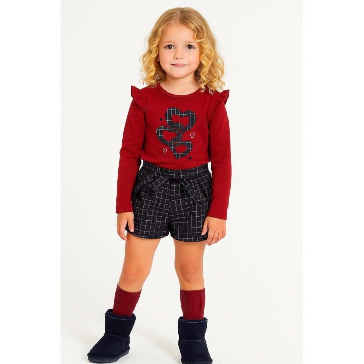 Conjunto Niña Short Corazones Cuadros 4-8 años Alma Petit - CAT-422107042