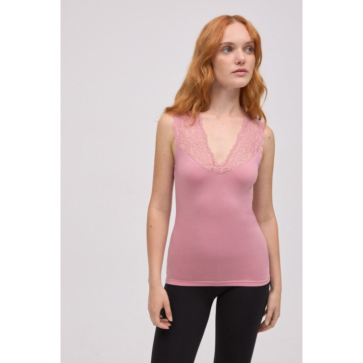 Camisola Térmica Alças em V Rendada Ysabel Mora 70035