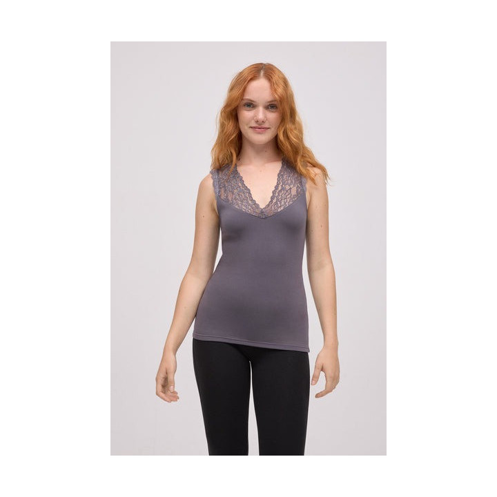 Camisola Térmica Alças em V Rendada Ysabel Mora 70035