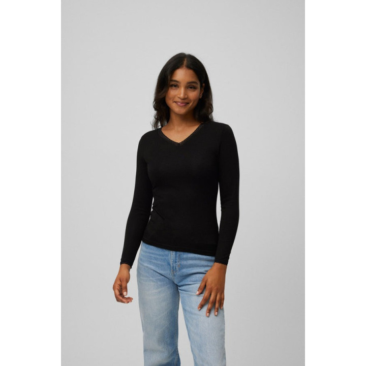 Ysabel Mora 70018 – Camisola Térmica Feminina Manga Comprida com Renda Heat Control