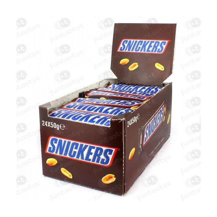 Snickers 24 Barras 50g | chocolate com amendoim e caramelo