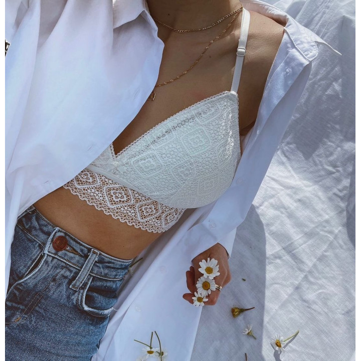 Selene Kim Soutien bralette sem aros Copa B | renda e conforto