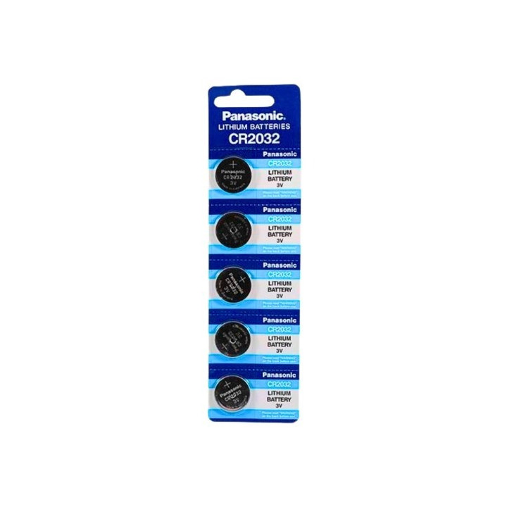 Pilhas CR2032 Panasonic 3V Pack 5 | lítio longa duração