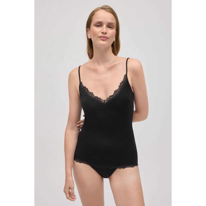 Camisola interior de alças em bambu com renda Ysabel Mora 19459