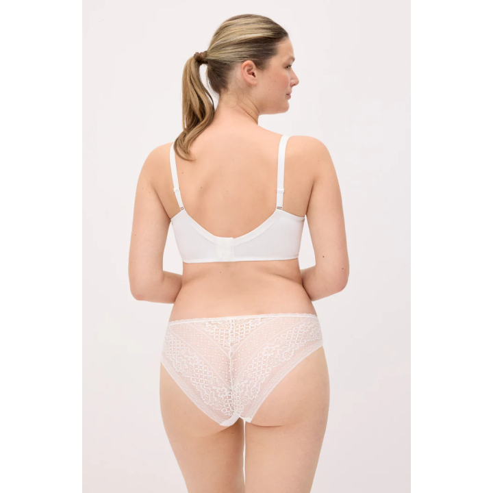 Ysabel Mora 10833 – Cueca Midi Branca com Renda