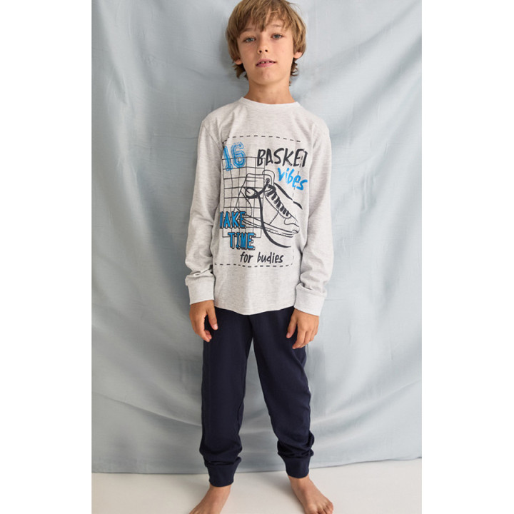 Pijama Infantil Menino Verão Manga Comprida Algodão Tobogan BasketVibes 26117533