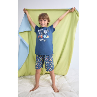 Tobogan Pijama Infantil Menino Verão 100% Algodão Manga Curta Play 26117505