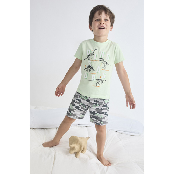 Pijama Infantil Menino Verão Manga Curta 100% Algodão Tobogan Dinosaurs 26117005