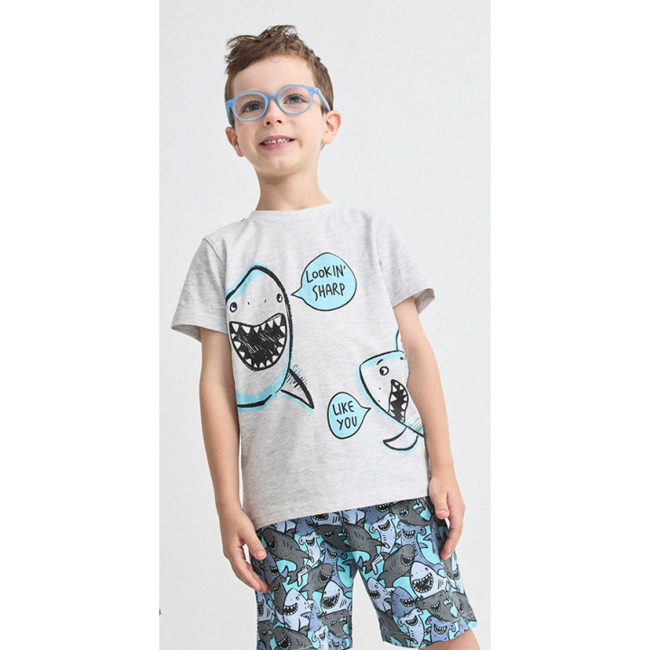 Tobogan Pijama Infantil Menino Verão Algodão Manga Curta Sharp 26117001