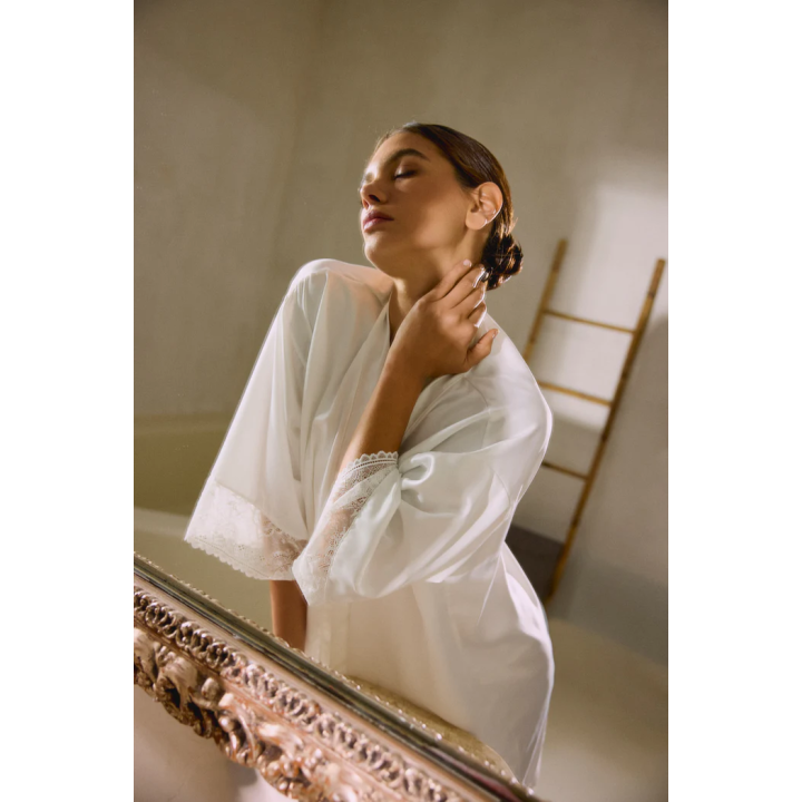 Ysabel Mora 10181 – Robe de Noiva Cetim Branco com Renda