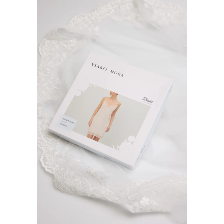 Ysabel Mora 10180 – Camisa de Dormir de Noiva em Cetim com Renda