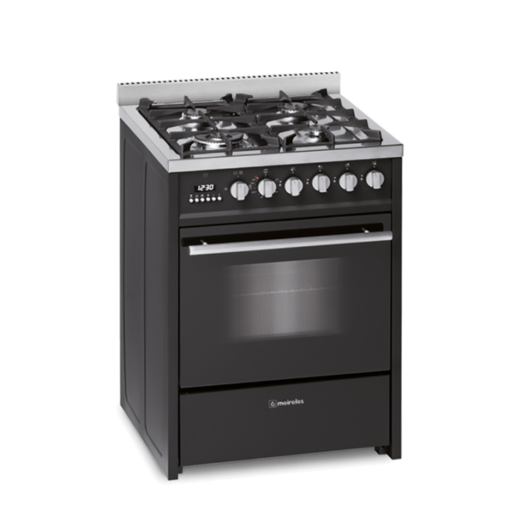 Meireles E 610 BL ST – Fogão 60 cm Gás + Forno Elétrico 8 Funções Wok Classe A