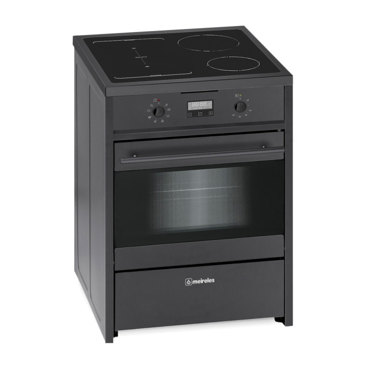 Meireles E 612 BL – Fogão Indução 60 cm 4 Zonas Booster Forno 8 Funções