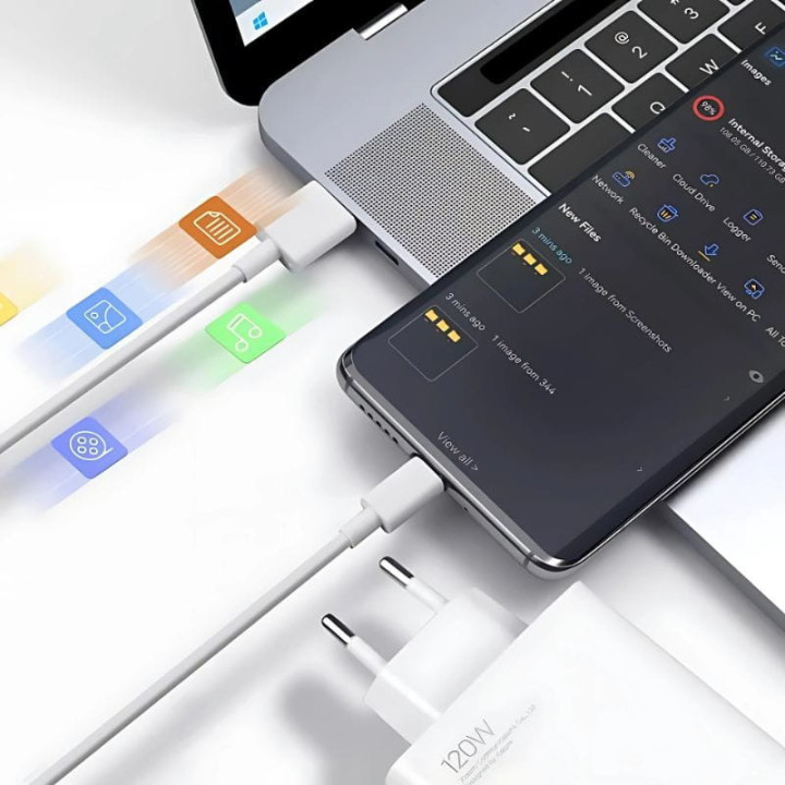 Xiaomi HyperCharge 120W USB-A Branco | Carregador + Cabo USB-C
