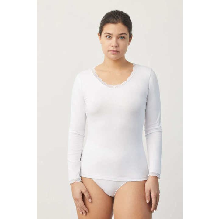 Camisola de algodão manga comprida - mulher - YSM-19688