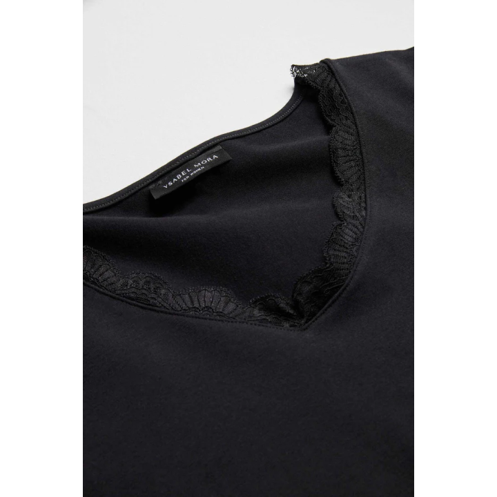 Camisola interior de algodão com renda Ysabel Mora 19688