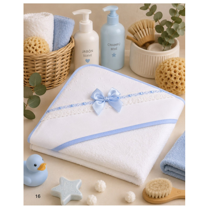 Capa de Banho para Bebé 80x80 cm com Renda Bordada Alma Petit