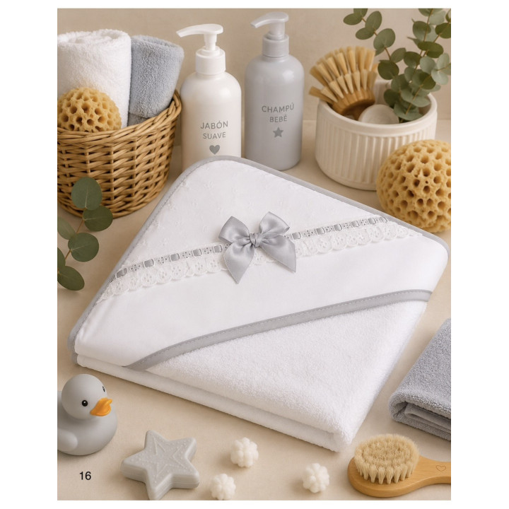 Capa de Banho para Bebé 80x80 cm com Renda Bordada Alma Petit 621100016