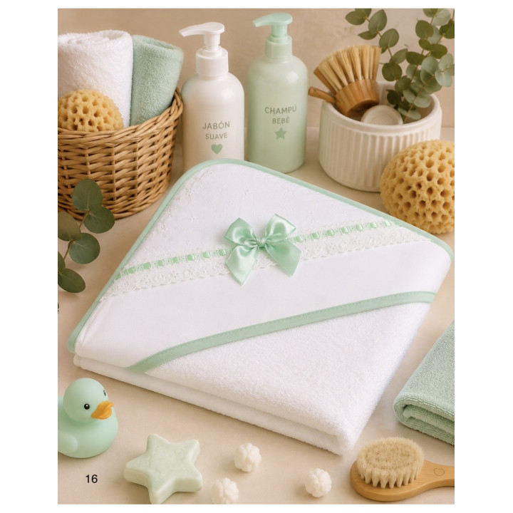 Capa de Banho para Bebé 80x80 cm com Renda Bordada Alma Petit