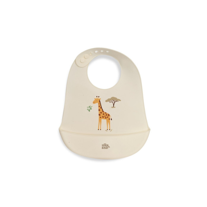 Babete de Silicone com Bolso Savana Girafa Interbaby