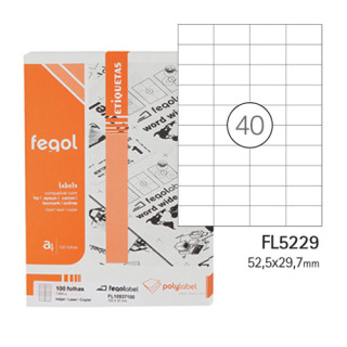Etiquetas A4 52,5x29,7mm Brancas Fegol Caixa de 100 Folhas FL5229 100