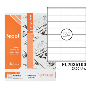 Etiquetas A4 70x35mm Brancas Fegol 100 Folhas | 2400 Etiquetas