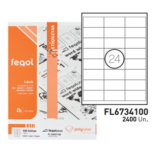 Etiquetas A4 67x34mm Brancas Fegol 100 Folhas | 2400 Etiquetas