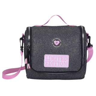 Lancheira Escolar Preta Brilhante Miss Lemonade Limited Glow 66207