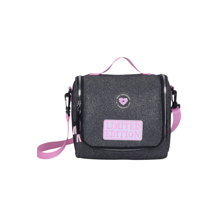 Lancheira Escolar Preta Brilhante Miss Lemonade Limited Glow 66207