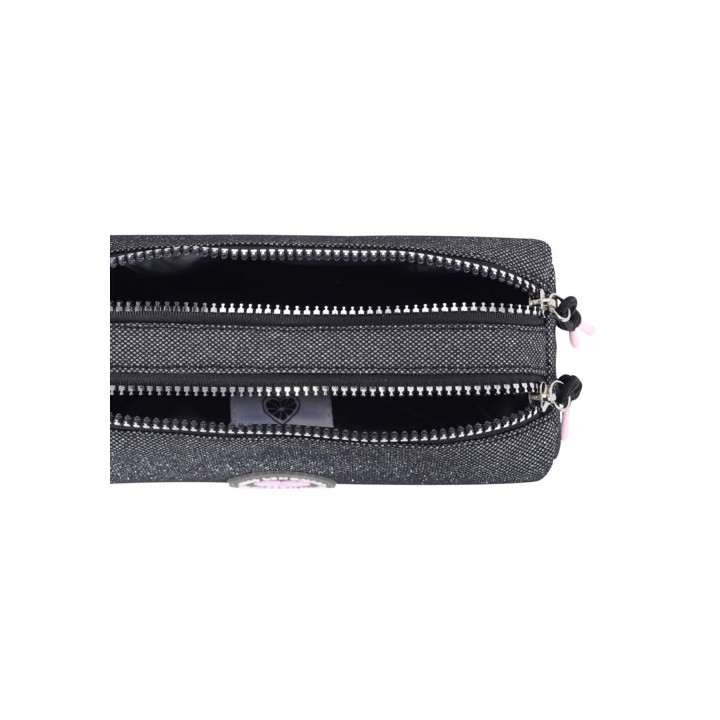 Estojo Escolar Duplo Preto Brilhante Miss Lemonade Limited Glow 66206