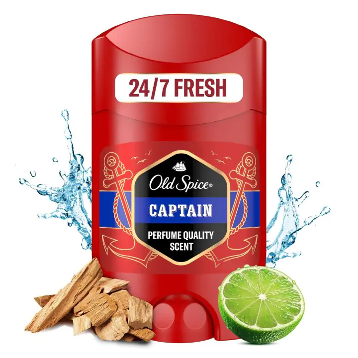 Desodorizante masculino em stick sem sais de alumínio Old Spice Captain 50 ml