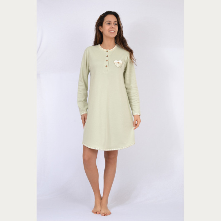 Camisa de Noite de Inverno Interlock Mulher Sonia MS3028