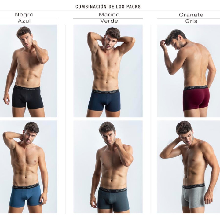 Don Algodón Boxer Homem B0005 Pack 6 | Algodão com Elastano