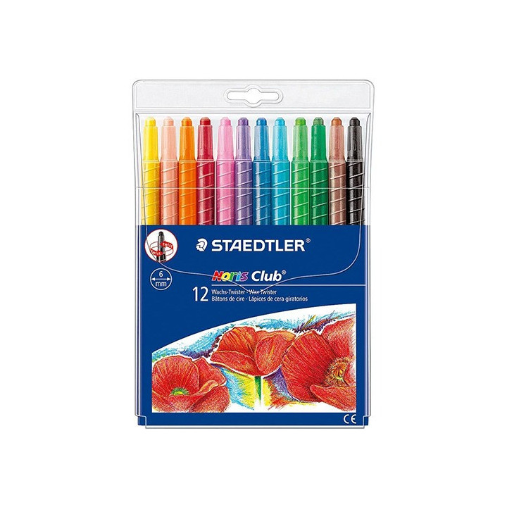 Staedtler Noris Wax Twister 12 Lápis de Cera | Cores Vibrantes