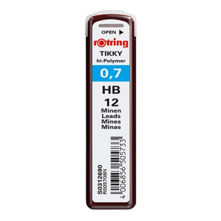 Tubo de 12 Minas Rotring Tikky 0.7mm HB | Alta Resistência