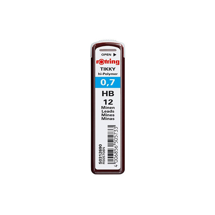 Tubo de 12 Minas Rotring Tikky 0.7mm HB | Alta Resistência