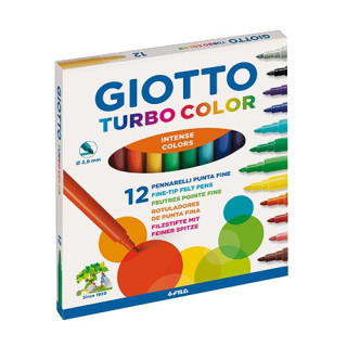 Giotto Turbo Color 12 Marcadores de Feltro Laváveis | Ponta Fina
