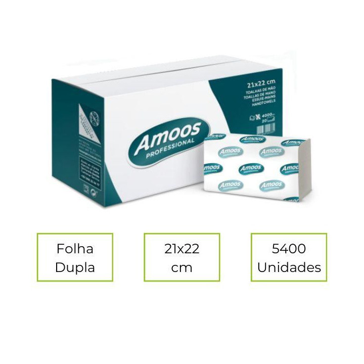 Toalhas de Mão Amoos 2 Folhas 21x22cm – Pasta Virgem 5400 Folhas