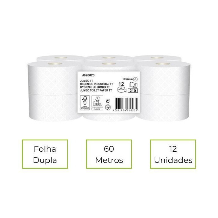 Rolo Jumbo Pasta 2F 60m 12 Unidades