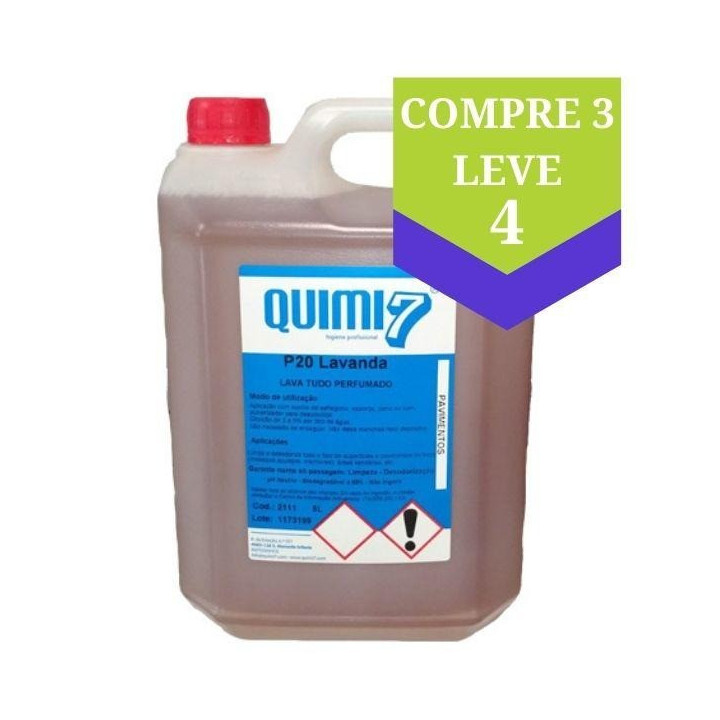 Detergente Lava Tudo Lavanda Quimi7 P20 5L