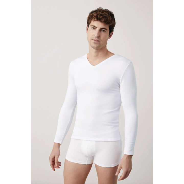 CAMISETA HOMBRE TERMICA MANGA LARGA CUELLO PICO YSABEL MORA 70101