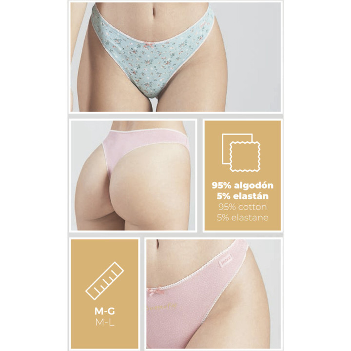 KEHAT Tanga de Algodão Estampada - Pack 6 Unidades