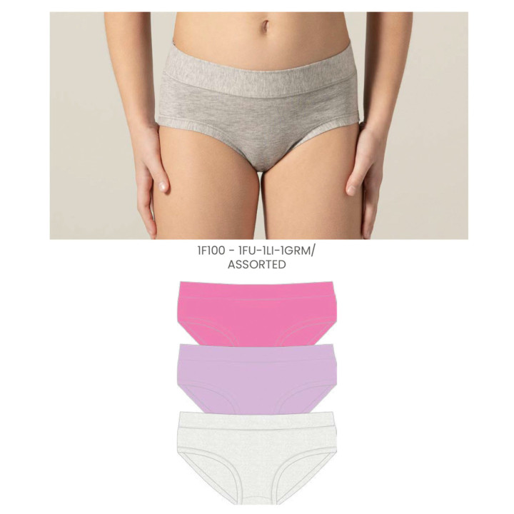 Cueca menina algodão Pack 3 2-14 anos Cotonella AB298