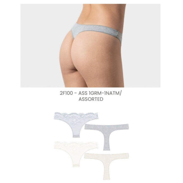 Tanga com renda pack 2 unidades Cotonella - COT-GD488-2F100
