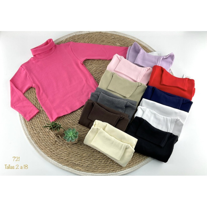 Camisola Criança Gola Alta Algodão com Lycra Conforto Diário